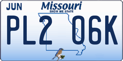 MO license plate PL2O6K