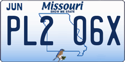 MO license plate PL2O6X