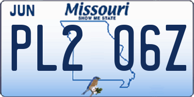 MO license plate PL2O6Z