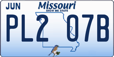 MO license plate PL2O7B