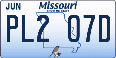 MO license plate PL2O7D