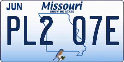 MO license plate PL2O7E