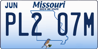 MO license plate PL2O7M