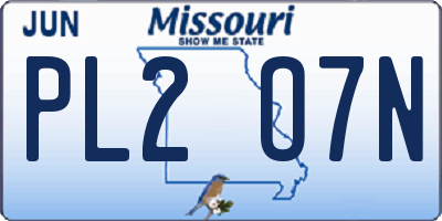 MO license plate PL2O7N