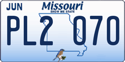 MO license plate PL2O7O