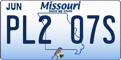 MO license plate PL2O7S