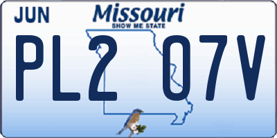 MO license plate PL2O7V