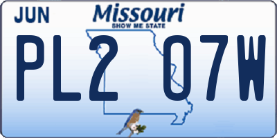 MO license plate PL2O7W