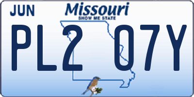MO license plate PL2O7Y
