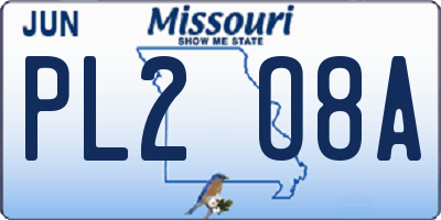 MO license plate PL2O8A