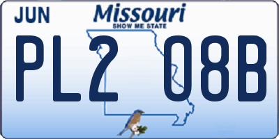 MO license plate PL2O8B