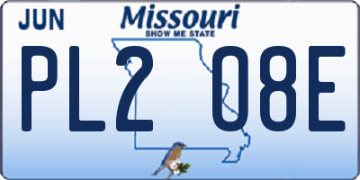 MO license plate PL2O8E