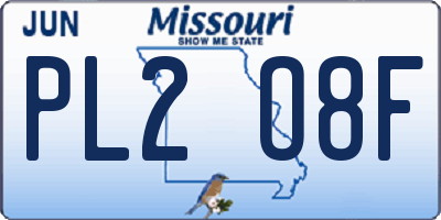 MO license plate PL2O8F