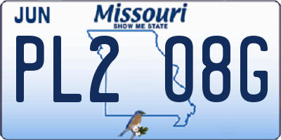 MO license plate PL2O8G