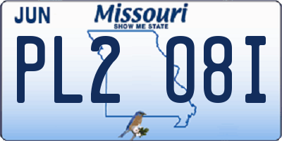 MO license plate PL2O8I