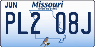 MO license plate PL2O8J