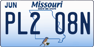 MO license plate PL2O8N