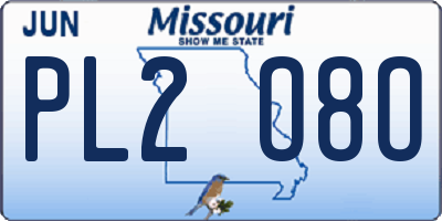 MO license plate PL2O8O
