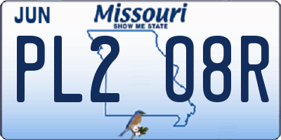 MO license plate PL2O8R