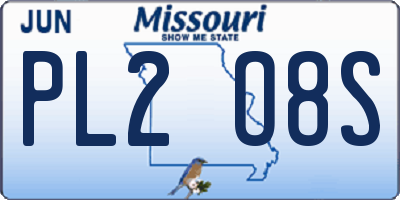 MO license plate PL2O8S