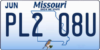MO license plate PL2O8U