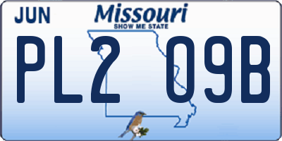 MO license plate PL2O9B