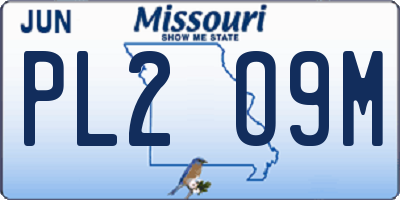 MO license plate PL2O9M