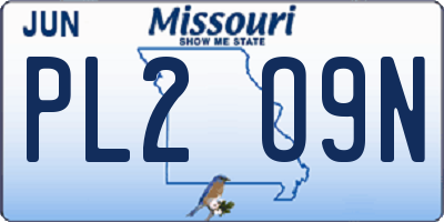 MO license plate PL2O9N