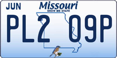 MO license plate PL2O9P
