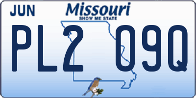 MO license plate PL2O9Q