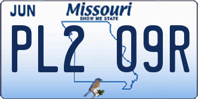 MO license plate PL2O9R