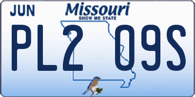 MO license plate PL2O9S
