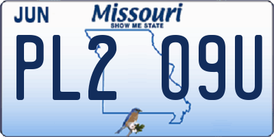 MO license plate PL2O9U