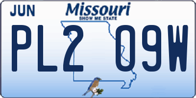 MO license plate PL2O9W