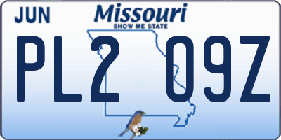 MO license plate PL2O9Z
