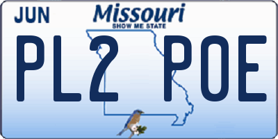 MO license plate PL2P0E