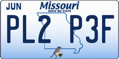 MO license plate PL2P3F