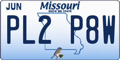 MO license plate PL2P8W