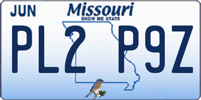 MO license plate PL2P9Z