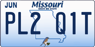 MO license plate PL2Q1T