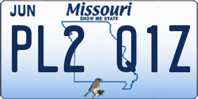 MO license plate PL2Q1Z