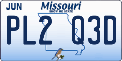 MO license plate PL2Q3D