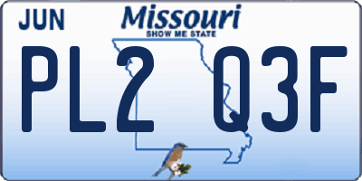 MO license plate PL2Q3F