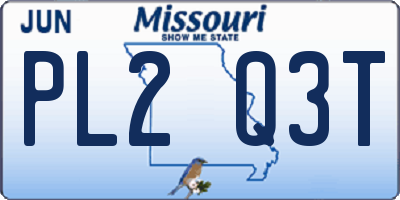 MO license plate PL2Q3T