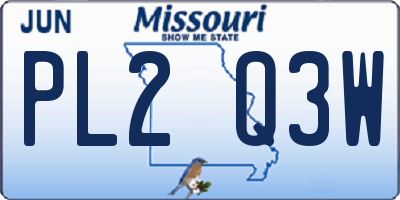MO license plate PL2Q3W