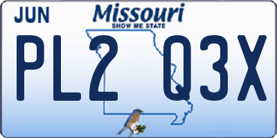 MO license plate PL2Q3X