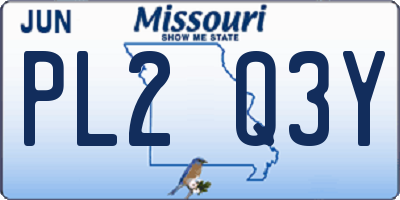 MO license plate PL2Q3Y