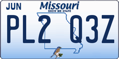 MO license plate PL2Q3Z