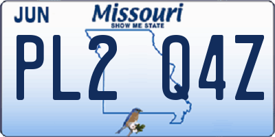 MO license plate PL2Q4Z