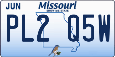MO license plate PL2Q5W